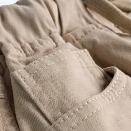 JASH KIDS Twill Woven Full Length Solid Trouser Pant With Cargo Pocket - Beige image 4