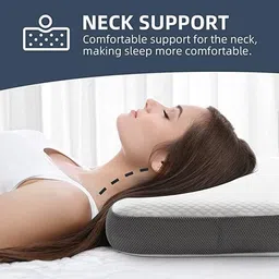 CUSHIO Cooling Gel Memory Foam Pillow | Size 24"x16"x3.5" (Set of 2) Cervical Pillow for Relieving Neck & Shoulder Pain with Free Pillow Cover (White & Grey) image 4