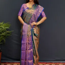 DIVASTRI Woven Design Zari Silk Blend Kanjeevaram Saree-picture-40