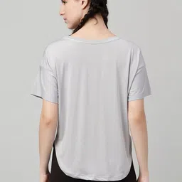 MKH Women Typography Printed Drop-Shoulder Sleeves Dri-FIT T-shirt image 4