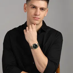 HARBOR Men Brass Round Dial & Bracelet Style Straps Analogue Watch H_IKT_01_DD_Gold_Green image 5