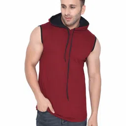 Blisstone Men Solid Hooded Cotton Slim Fit T-shirt-picture-11