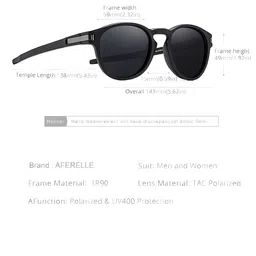 AFERELLE Unisex Polarised Lens Round Sunglasses OBLKYELLOWV0 image 5