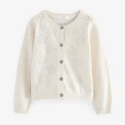 NEXT Girls Floral Self Design Pure Cotton Cardigan-picture-25
