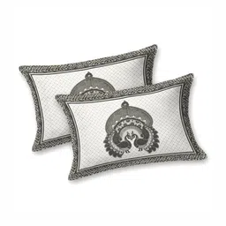 Lali Prints Grey & White Ethnic Printed 210 TC Cotton King Bedsheet Set 2.36 m x 2.75 m image 3