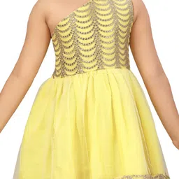 BAESD Girls Geometric Embellished One Shoulder Sequined Fit & Flare Dress image 3