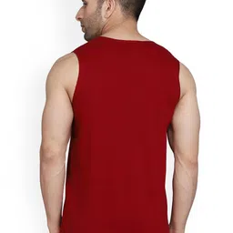 SLOWLORIS Pack of 2 Printed Combed Cotton Vest VSL26 CMB(CHS MAROON)(KEEP ORANGE) image 2