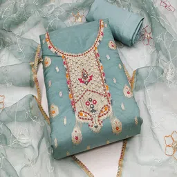 Lilots Organza Unstitched Dress Material image 1