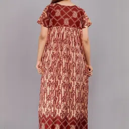 AAKARSHANA CREATION Red Pure Cotton Maxi Printed Nightdress image 5