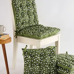 SKANDA FAB Green & White 6 Pieces Animal Printed Pure Cotton Chair Pads-image-87