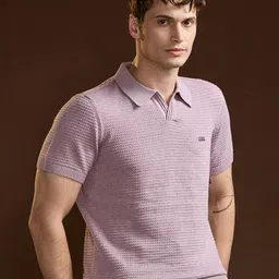 THE BEAR HOUSE Men Self Design Polo Collar Cotton Slim Fit T-shirt-picture-24