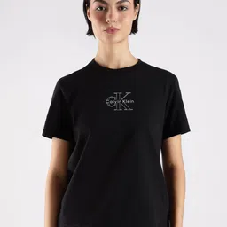 Calvin Klein Jeans Women Brand Logo Printed Round Neck Pure Cotton Regular Fit T-shirt-picture-11