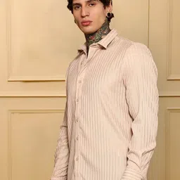 Moda Rapido Men Vertical Striped Spread Collar Casual Shirt image 5