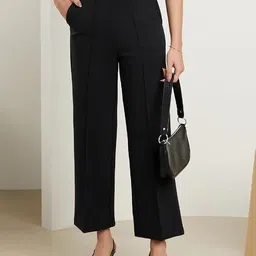shupriya fashion hub Women Regular Fit Black Cotton Blend Trousers image 1