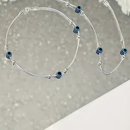 925 SILLER Set of 2 925 Pure Silver Triple Evil Eye Anklets-picture-26