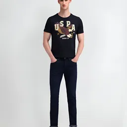 U.S. Polo Assn. Denim Co. Men Solid Round Neck Cotton Slim Fit T-shirt image 3
