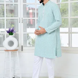 See Designs Men Geometric Embroidered Kurta with Pyjama image 4