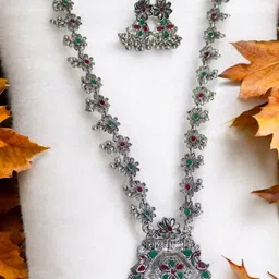 Jolly Faces Stone Studded & Beaded Oxidised Jewellery Set-picture-28