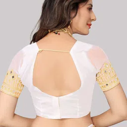 DISHA FASHION Floral Embroidered Mirror Work Saree image 2