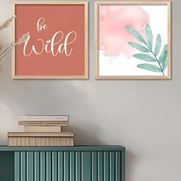 Kotart Brown & Pink 2 Pieces Wood Floral and Botanical Printed Wall Arts image 5