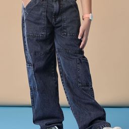 V-Mart Girls Regular Fit Mid-Rise Light Fade Stretchable Cargo Styles Jeans-picture-44
