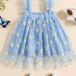 Moda Rapido Girls Floral Printed Flutter Sleeve Fit and Flare Dress-picture-1