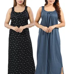 Inner Beats Pack Of 2 Cotton Blend Nightdress-picture-10