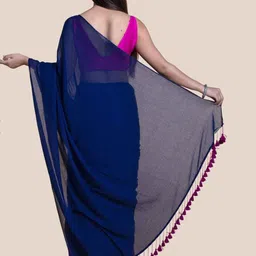 Saree star Colourblocked Half and Half Taant Sarees image 3