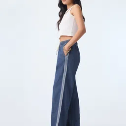 The Souled Store Women Straight Fit High-Rise with Side Stripe Jeans image 5