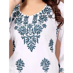 RUDRA LIFESTYLE Floral Embroidered Chikankari Kurti image 4