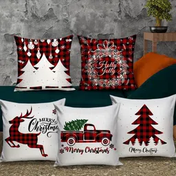 TIED RIBBONS Maroon 5 Pieces Graphic Printed Square Cushion Covers image 1