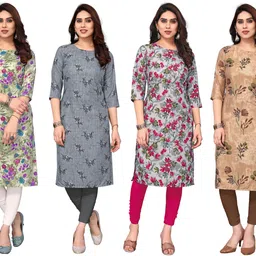 ketaki fashion Pack of 4 Women Printed Crepe Straight Kurta-picture-25