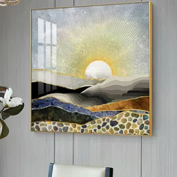 THE NEXT DECOR Blue & Yellow Natural Painting Square Wall Art image 2