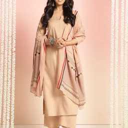 DIVASTRI Notch Neck Straight Kurta With Palazzos & Dupatta-picture-13