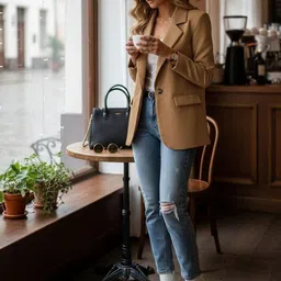 HERE&NOW Notched Lapel Single Breasted Long Sleeves Blazer-picture-13