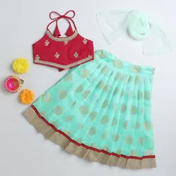 MANY FROCKS & Girls Embroidered Thread Work Ready to Wear Lehenga Blouse With Dupatta-picture-27