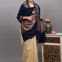 Exotic India Aari Embroidered Woollen Shawl From Amritsar With Paisleys Border image 2
