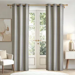 Home Centre Pietra Breeza Grey & White 2 Pieces Printed Room Darkening Door Curtains-image-1