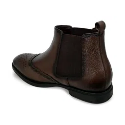 Allen Cooper Men Textured Leather Block-Heeled Chelsea Boots image 3