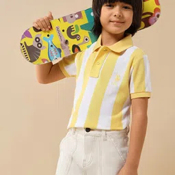 U.S. Polo Assn. Kids Boys Vertical Striped Regular Fit Polo Collar Pure Cotton T-Shirt-image-35