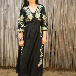 Uttaraa Women Cotton Puff Sleeves Maxi Dress-picture-41