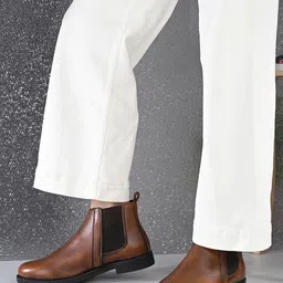 AfroJack Men Textured Round Toe Slip On Chelsea Boots-image-76