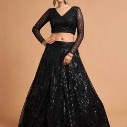 Zeel Clothing Embroidered Sequinned Semi-Stitched Lehenga & Unstitched Blouse With Dupatta image 4