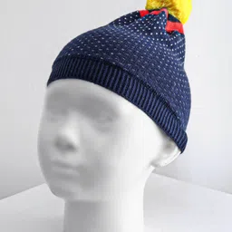 Babyhug Cotton Cap And Muffler Blue And Yellow - Cap Diameter 10 cm image 4