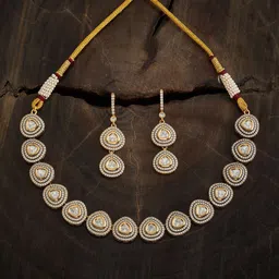 Kushal's Fashion Jewellery Kundan Stone Studded Necklace and Earrings-picture-56