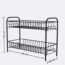Kuber Industries Black Metal 2 Layer Kitchen Racks Organizer Stand image 3