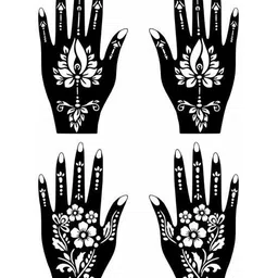 VOORKOMS Set Of 2 Mehndi Stencil Sticker Designs With Detailed Floral & Leaf-image-20