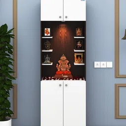 ANIKAA Brown & White 4 Doors Wooden Home Temple-picture-29