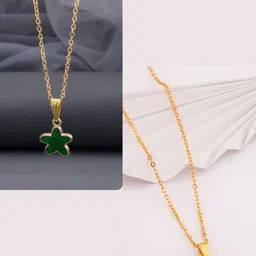 SZN Set Of 2 Gold-Plated Enamelled Pendant With Chain-picture-22