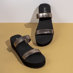 Inc 5 Striped Party Wedge Sandals with Buckles-picture-46